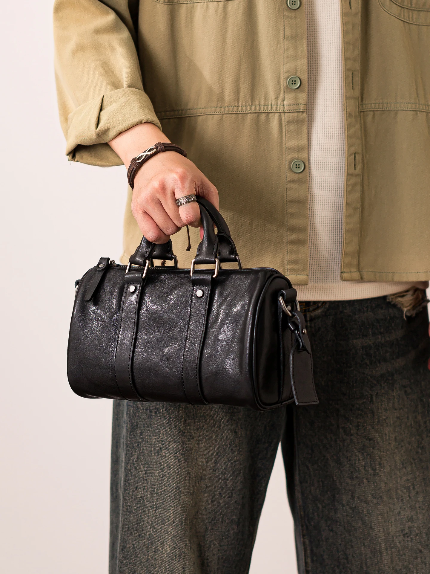 PNDME Fashion Organizer Designer Handmade Genuine Leather Men's Handbags Casual Luxury First Layer Cowhide Black Crossbody Bag