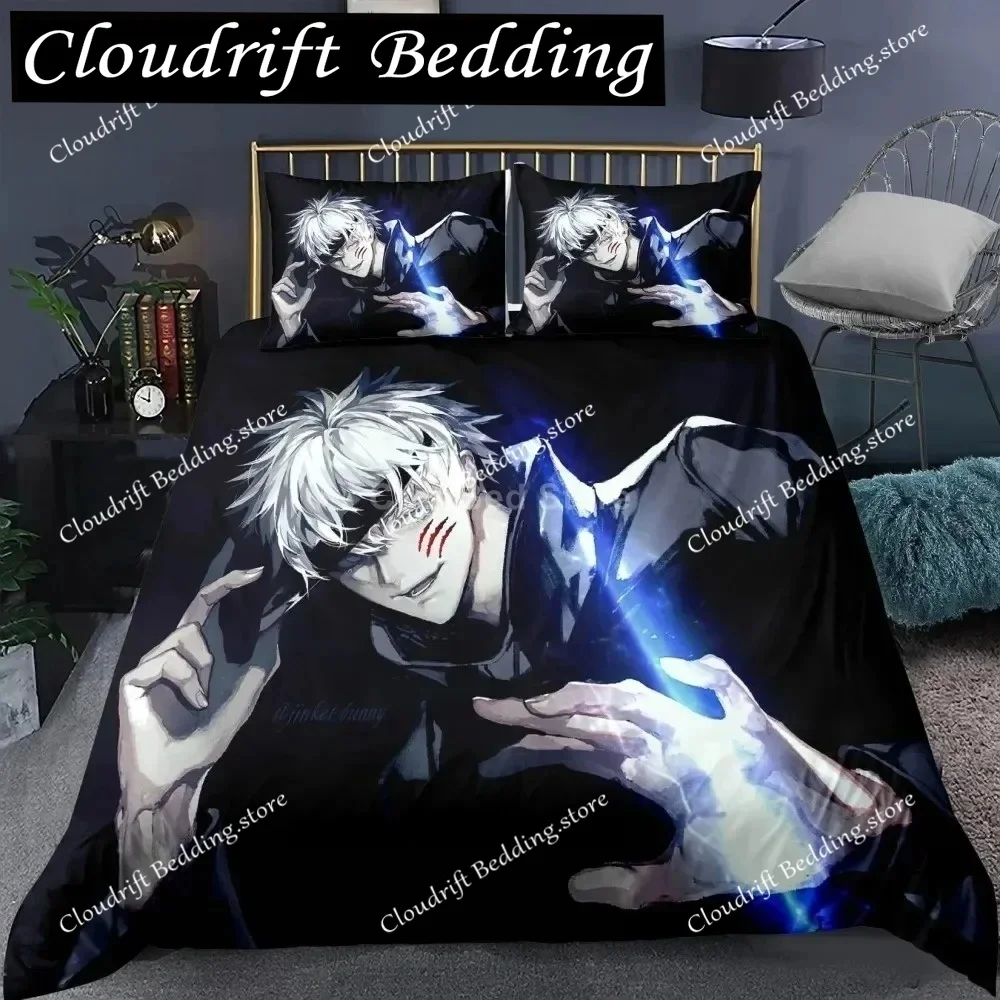 

Комплект постельного белья Jujutsu Kaisen: Японское знаменитое аниме, пододеяльники, одеяла, комплекты для кроватей Twin, Queen, King, Single. Дропшиппинг, подарок.