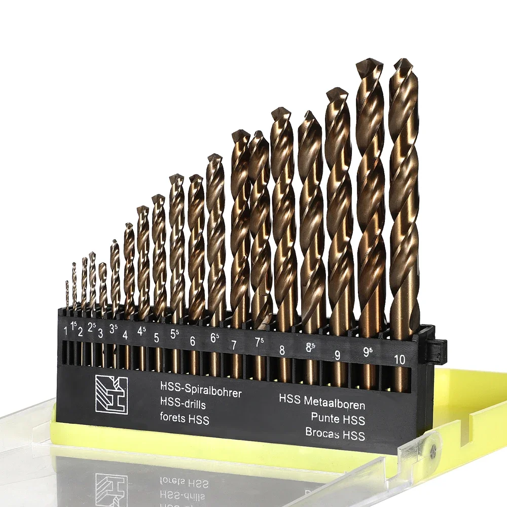 

13/19PCS Metric Cobalt Drill Bit Set HSS Twist Drills Tools Straight Shank Hard Metal Twist Drill Bits for Stainless Steel Wood