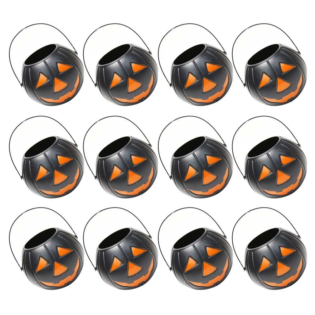 

Mini Pumpkin Bucket Halloween Decorations Plastic Container for Kids Party Favor Easy to Carry Store