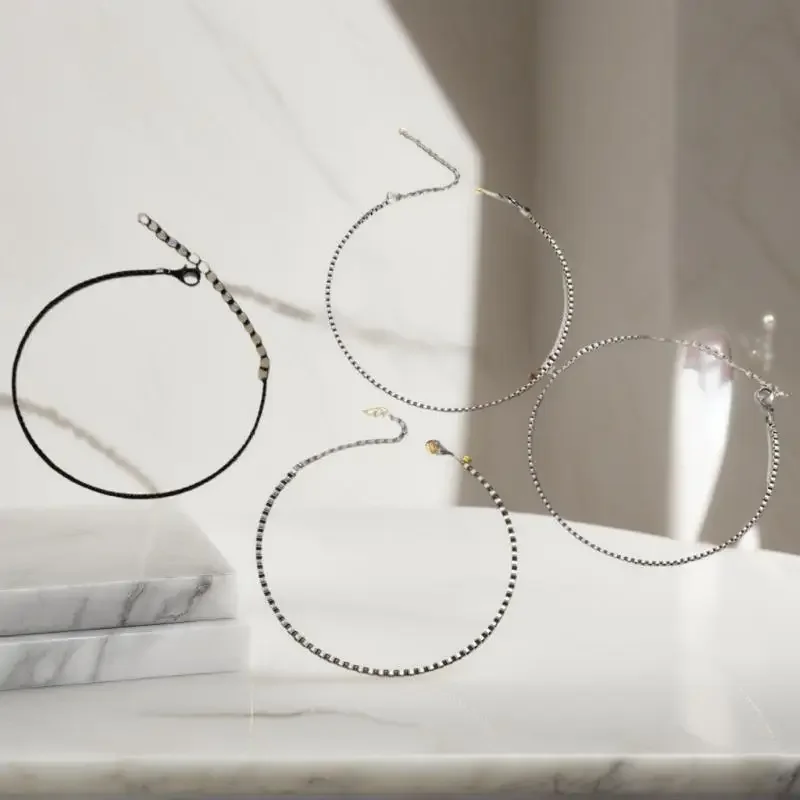 남자를위한 4 개/대 스테인레스 스틸 조절 상자 체인 팔찌 간단한 빈티지 실버 컬러 쿠바 팔찌 세트 파티 보석 선물