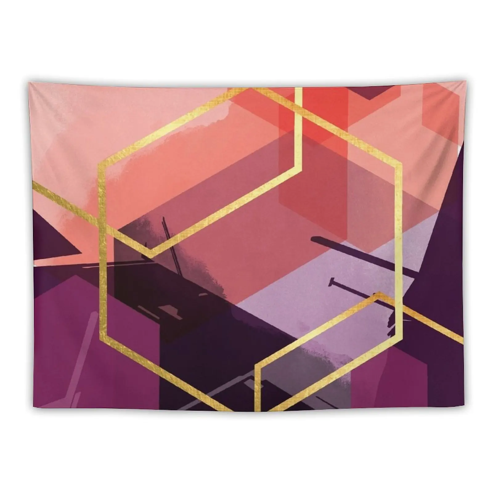 Abstract Landscape in Magenta, Coral and Plum Tapestry Wall Decorations Things To The Room Tapestry