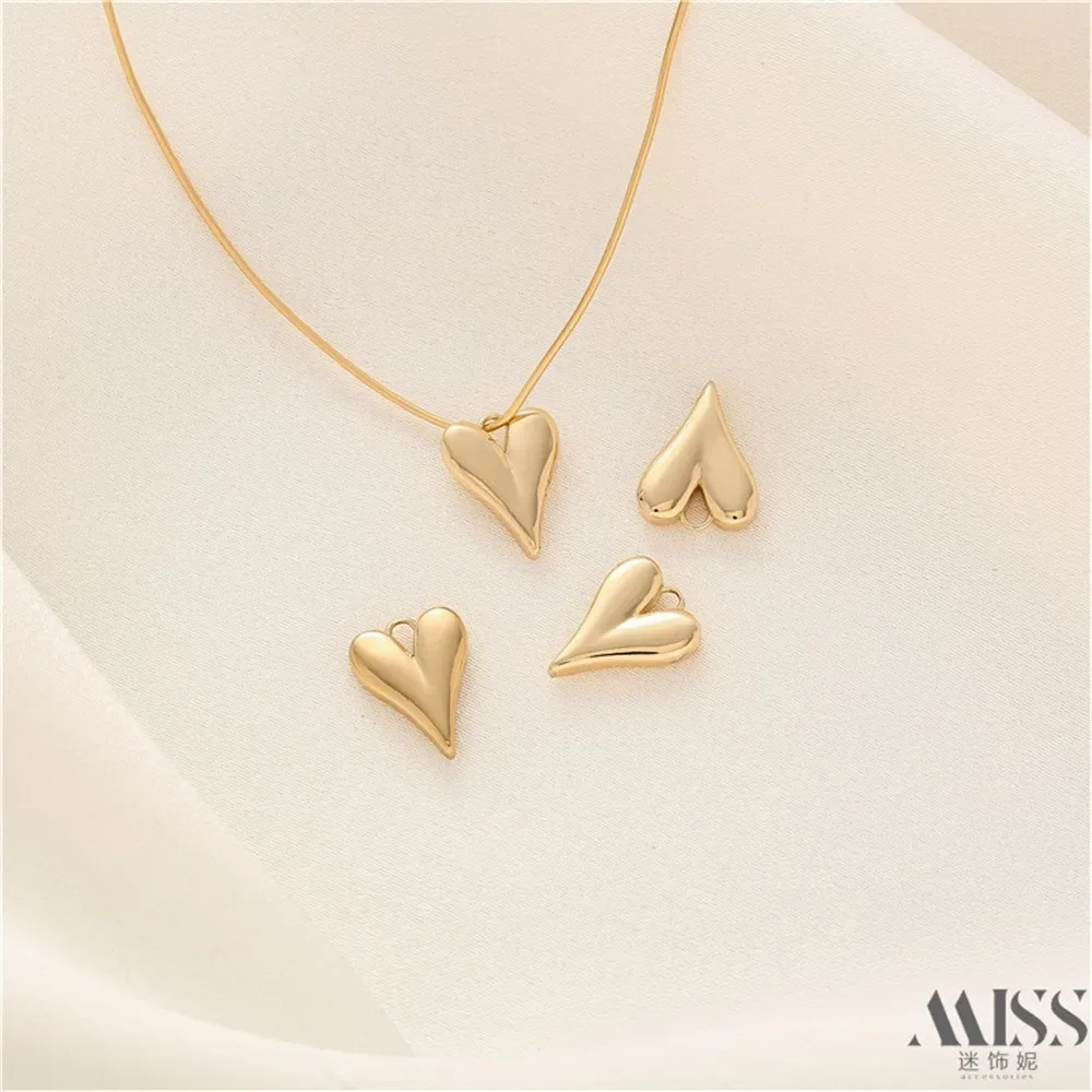 

14K Gold Bag Color-preserving Long Peach Heart Heart Pendant DIY Accessories Handmade Bracelet Necklace Jewelry Charm Pendant