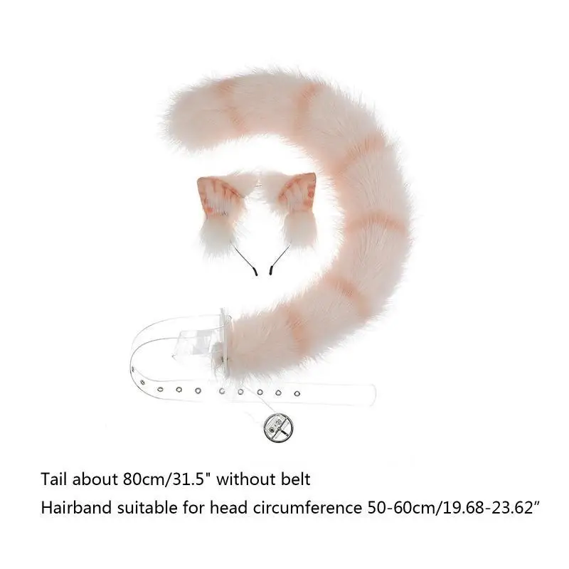 652f Faute en faux réglable pour le bandeau d'oreille chat le coffre queue en peluche costume fête prétendue multic
