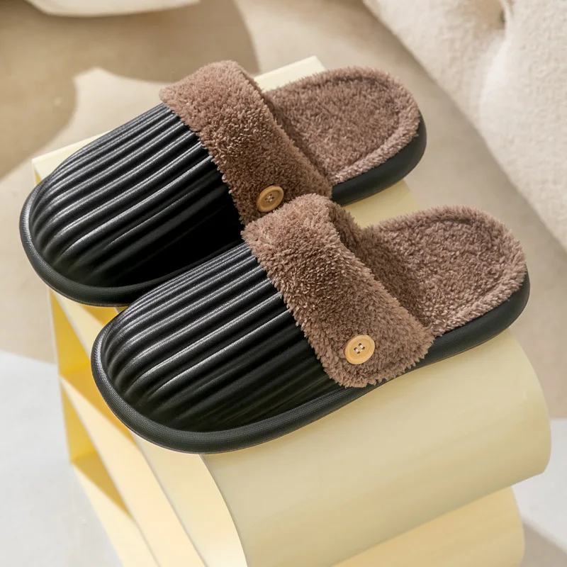 Winter Fur Slippers For Women And Men Soft Furry Non-slip Slippers Outdoor Waterproof Cozy Cotton Shoes For Home Slides