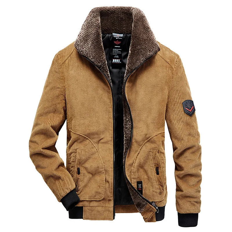 

New Corduroy Cotton-padded Men's Winter Coat Middle-aged Winter Top Fleece Thickened Thermal Jacket Cotton-padded Jacket