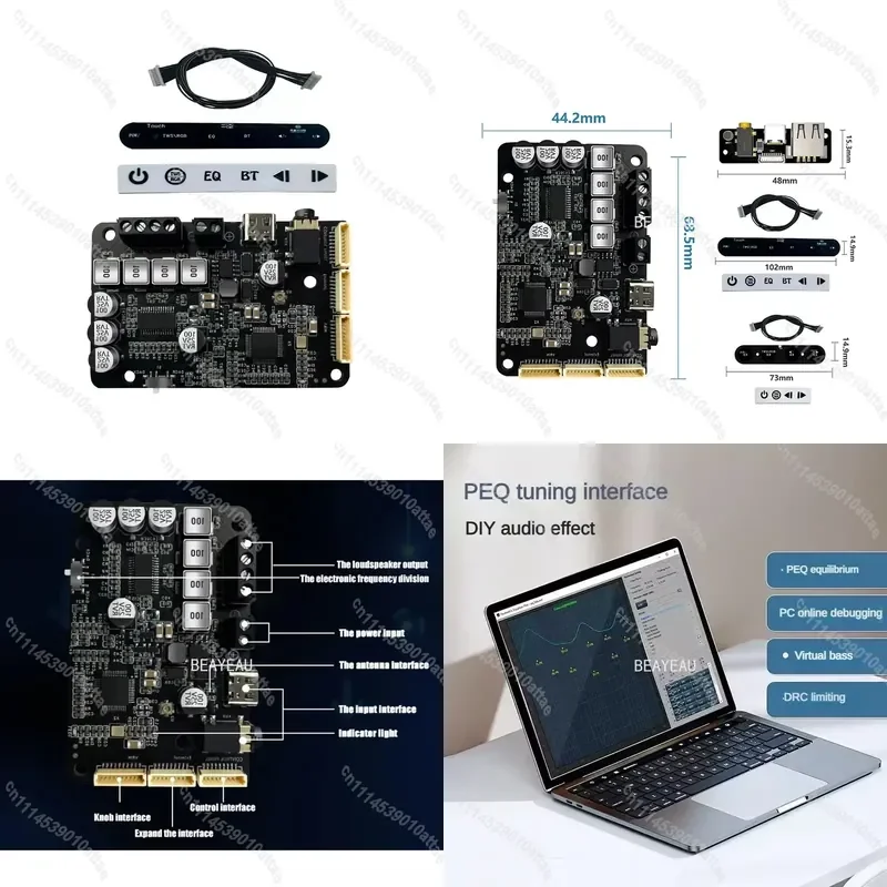 DSP 2.0 Bluetooth 5.0 Power Amplifier Board 40Wx2 Stereo Treble EQ 60 Band Frequency Division Tuning Software Adjustable