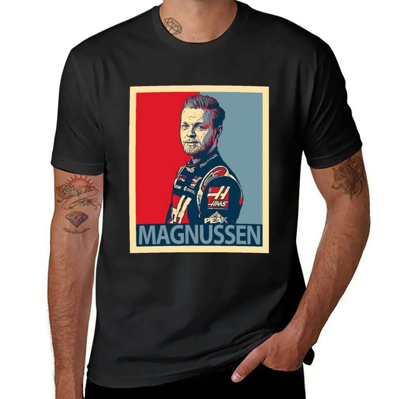 Kevin Magnussen T-Shirt quick-drying vintage blue archive blacks mens clothing