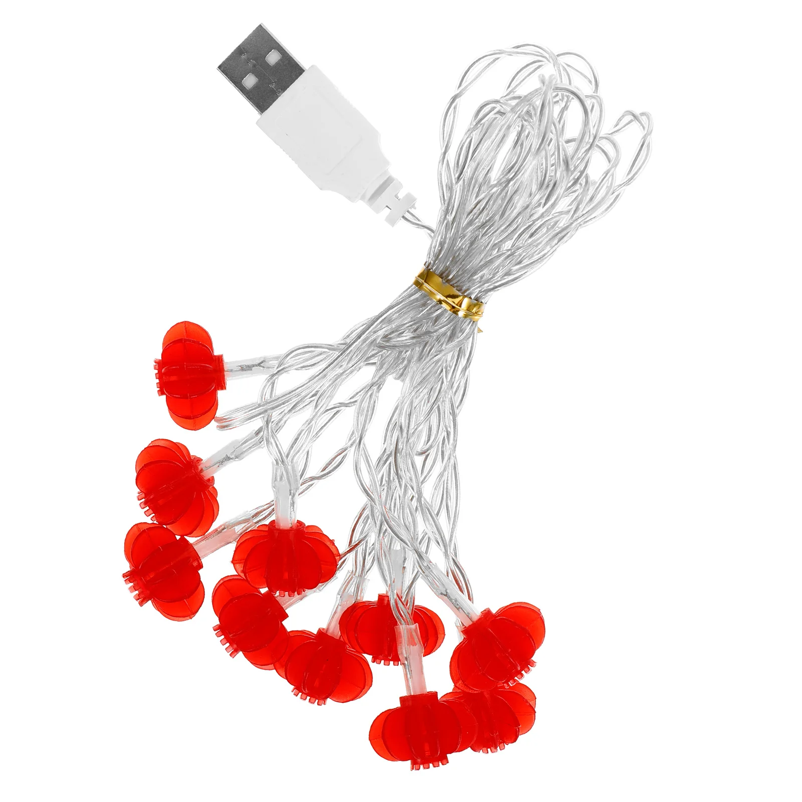 1 unidad de 2M 10Led linterna roja decoración luz Led cadena para boda fiesta Navidad Festival jardín hogar enchufe Usb blanco cálido