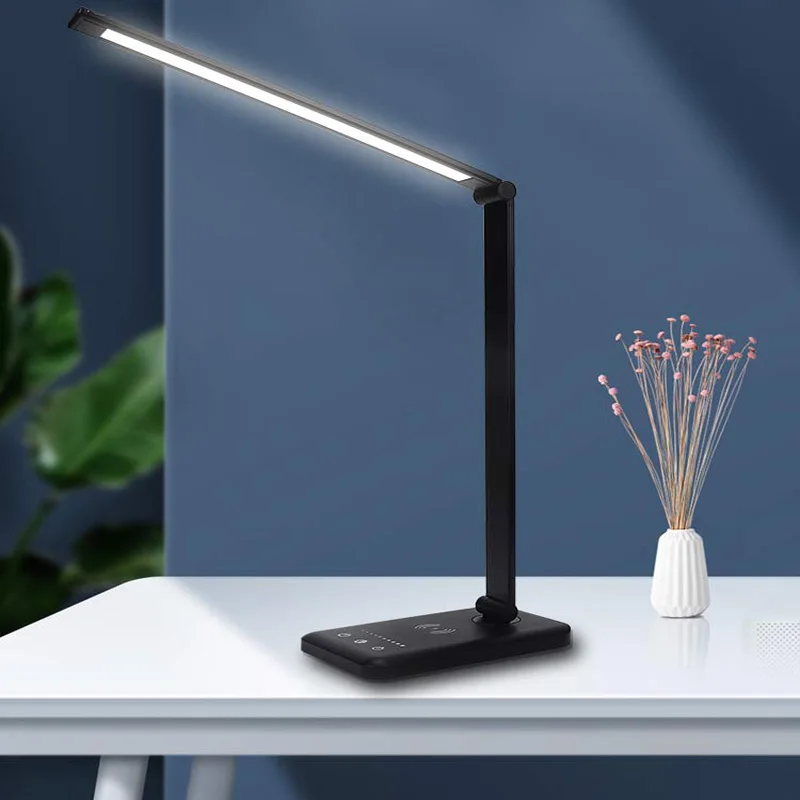 LED USB Charging Lamp Touch Folding Table Portable 3Color Work Office Rechargeable Wireless Phone Charger Light for Bedroom