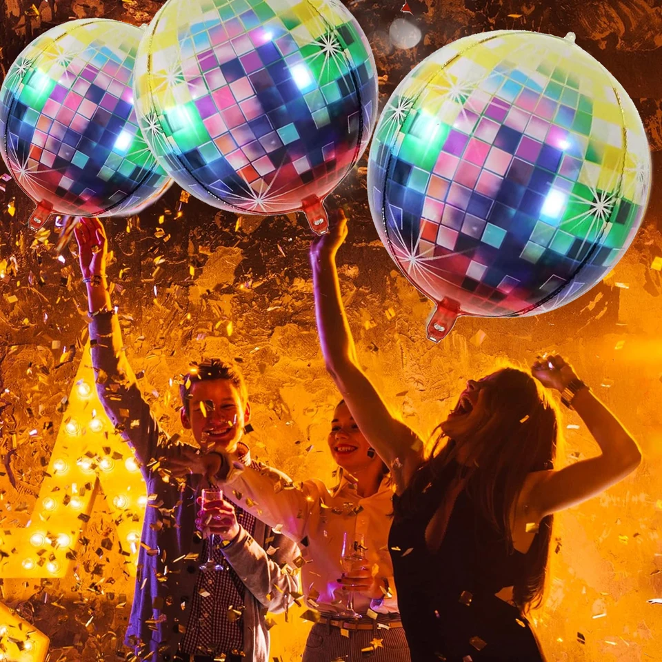 6 uds. Globos de papel de aluminio de color disco de 22 pulgadas, globos decorativos retro para fitas y bailar temáticas de discoteca - AliExprs 15