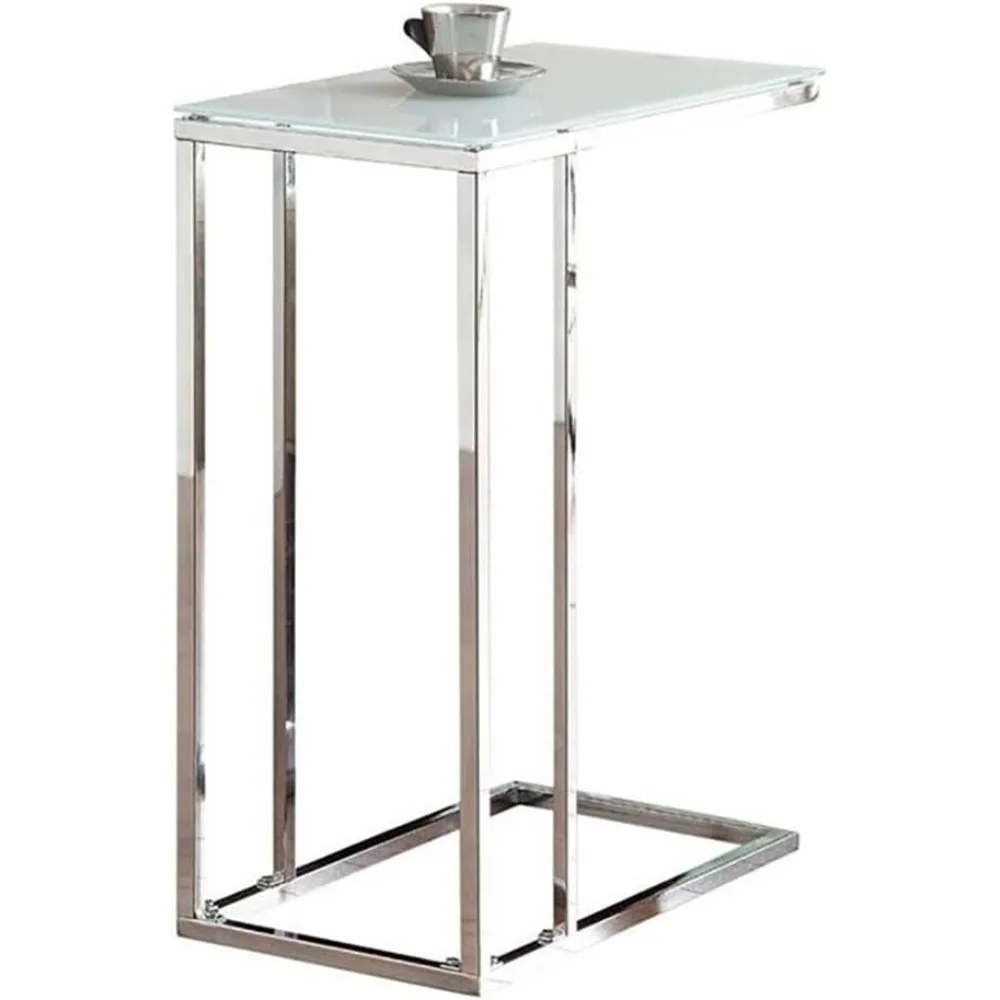 طاولة القهوة من BOWERY HILL End Table، مستديرة، على شكل C تحت الأريكة، معاصرة، داخلية من الفولاذ، باللون الأبيض #1