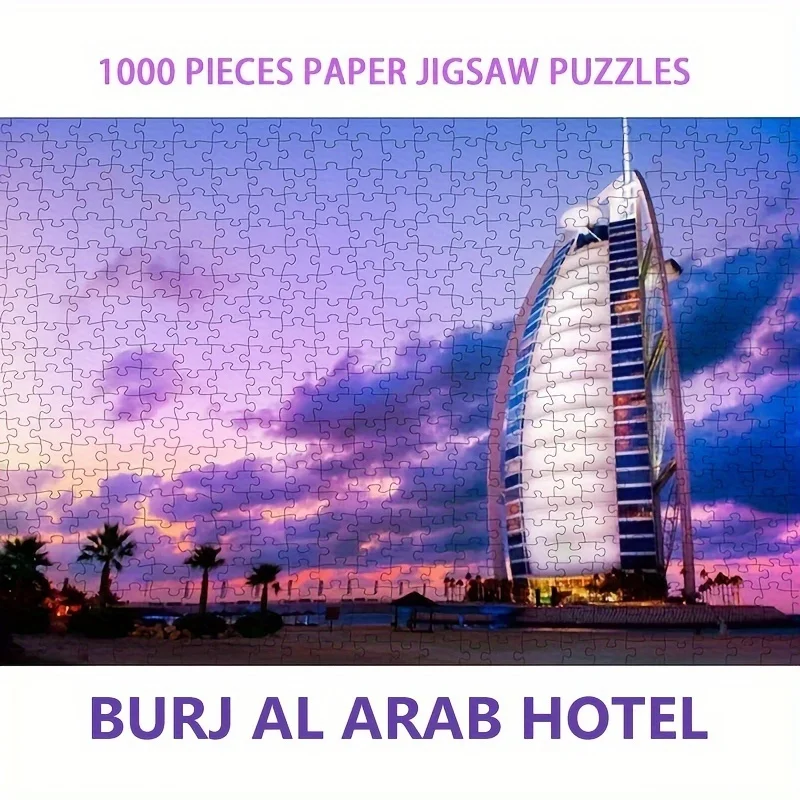 70*50 cm Erwachsene 1000 stücke Schwierig Puzzle Burj Al Arabischen Hotel Berühmte Landschaft Stress Reduzierung Spielzeug Dekorative Gemälde 14 +