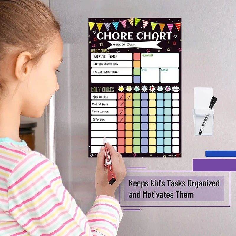 2PCS Magnetic Planning Reward Chart For Weekly Dry Erase Chores Chart Chores Chart For Refrigerator