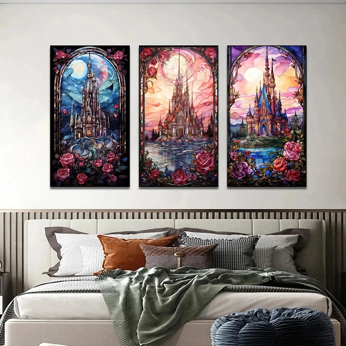 5D DIY Fantasy Castle Diamond Painting Dream Rose Diamond Mosaic Art Cross Stitch Kits Full Drill Large Embroidery Home Decor