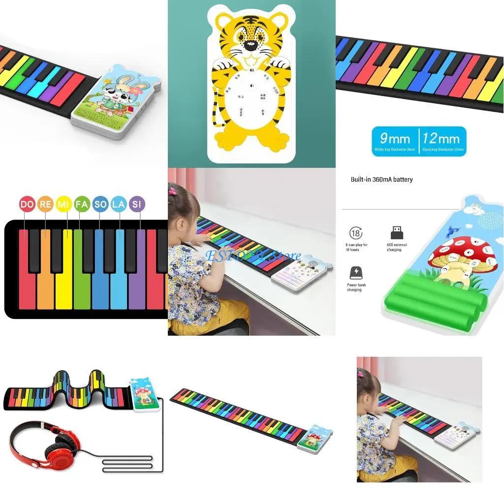 

G6DE Electronic Piano Keyboard Foldable Hand Roll Piano, Educational Soft Keyboard