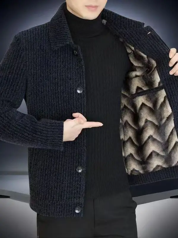 

Шерстяное мужское пальто, зимнее модное трендовое золотое норковое бархатное пальто с воротником, свободное пальто на заказ для молодежи и бизнеса...