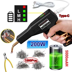 200W Cordless Plastic Welder Kit Portable Wireless 5000mAh Battery Rechargeable Hot Stapler Welding Gun for Most Plastic Repair