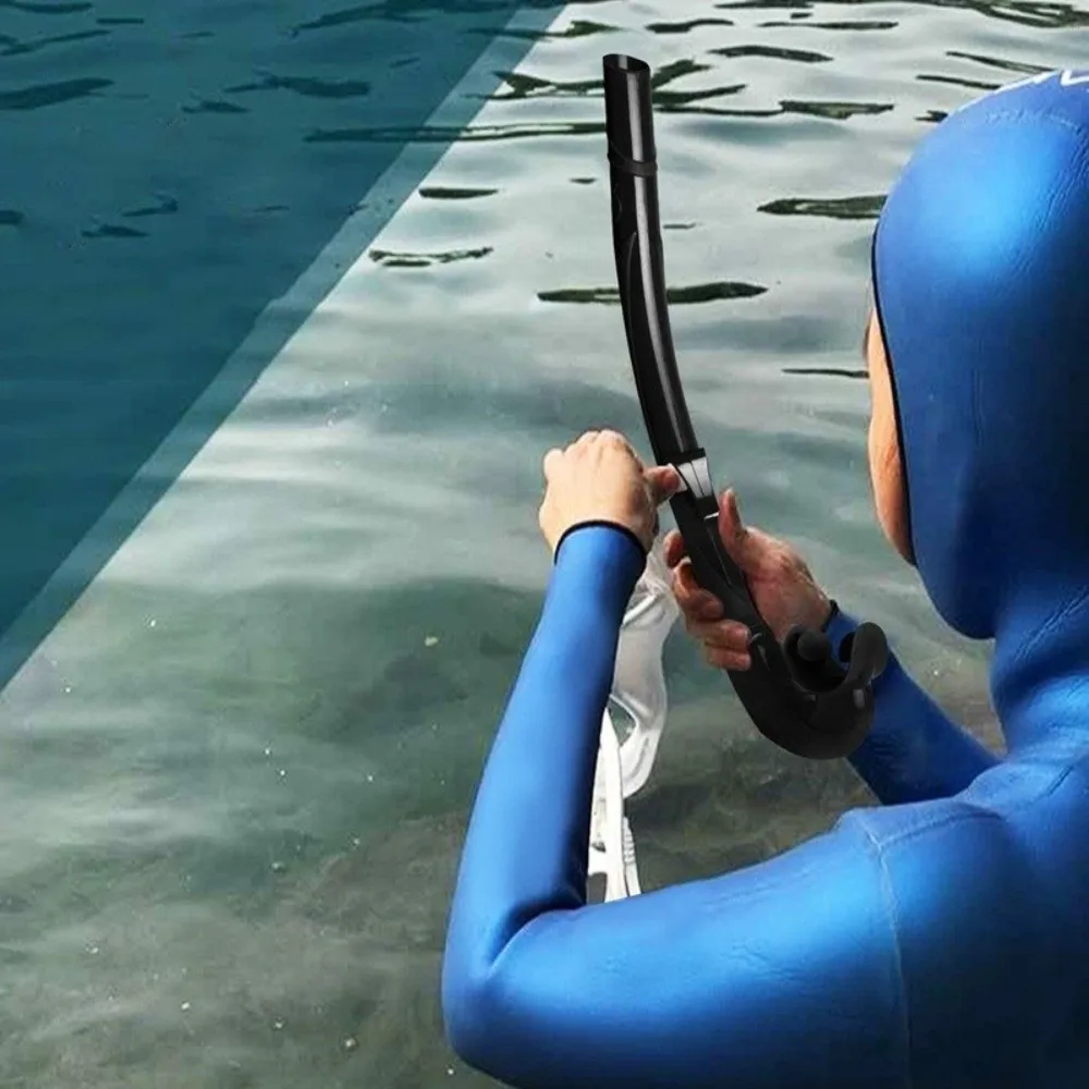 Easy Carry Soft Silicone Diving Snorkel Portable Anti-Drop Swimming Snorkel Comfortable Arc-Bite Snorkeling Snorkel Spearfishing