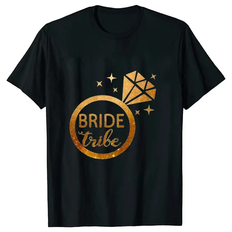 Team Bride Bridesmaid T-shirt Golden Wedding Ring Tshirt Girls Bachelorette Hen cotton Tops Friends Bridal Wedding Party Tee