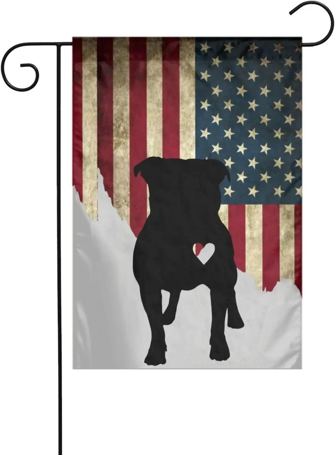 Флаг для сада Pitbull в форме сердца, двусторонний флаг для улицы, украшение для дома, патио, газон, домашние знаки, флаг 12x18 дюймов