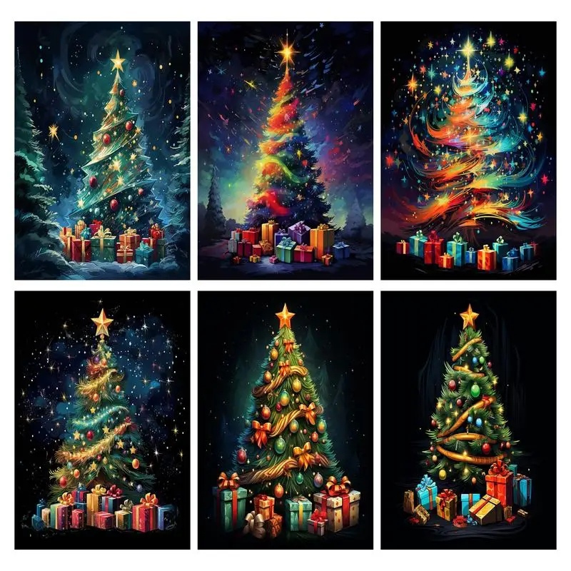 

GATYZTORY Pictures By Number Christmas Tree Scenery Kits Drawing On Canvas Painting By Numbers Hand Painted Gift Home Decor