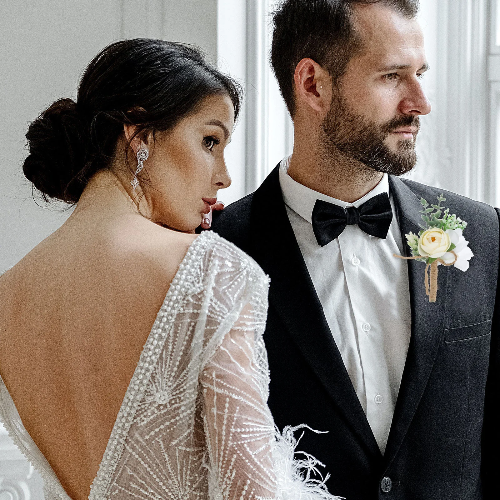 

1Pcs Artificial Fabric Groom Boutonniere Wedding Corsage Long-Lasting Bridal Bride Suit Decoration Party Accessory