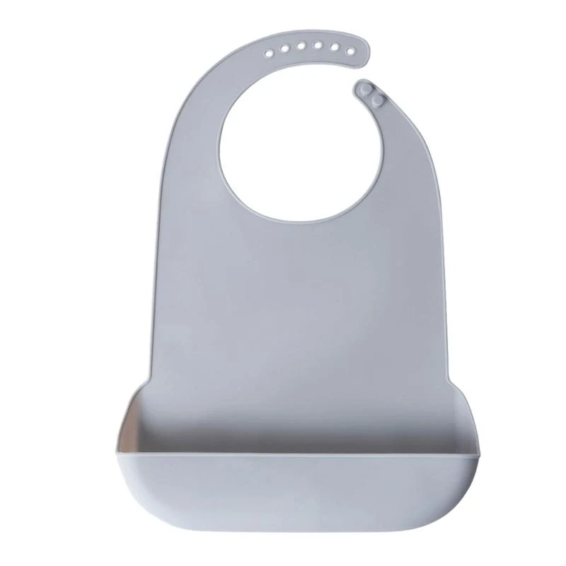 

652F Practical Silicone Bib Washable Eating Aid Dining Protector Solid Feeding Burp Cloth Drooling Bib for Adults Seniors