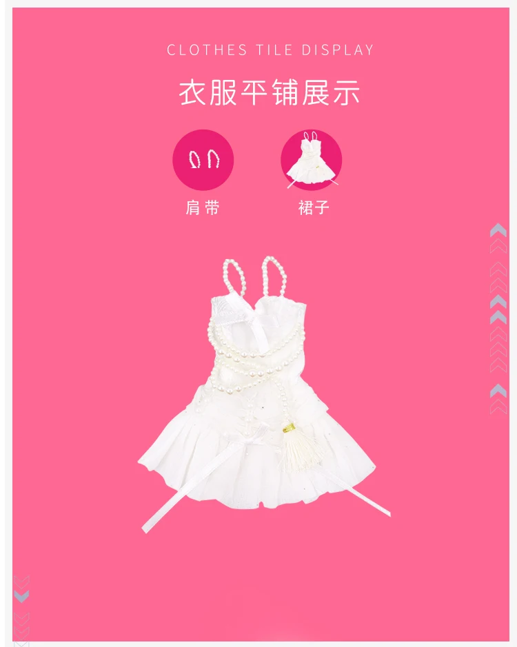 New Designed Pearl White Elegant Party Dress Doll Clothes For Barbi ICY Blythe Licca Dolls Fashion Outfit Accessories