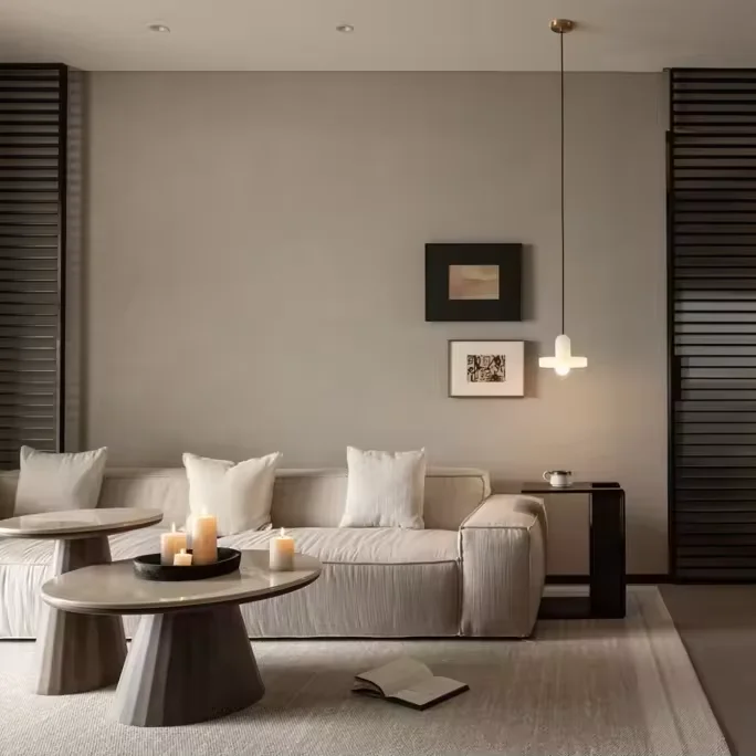 Sanhai Design d'interni Appartamento in stile conciso contemporaneo Piano per tutta la casa Piano principale di resa 3D Disegno di costruzione