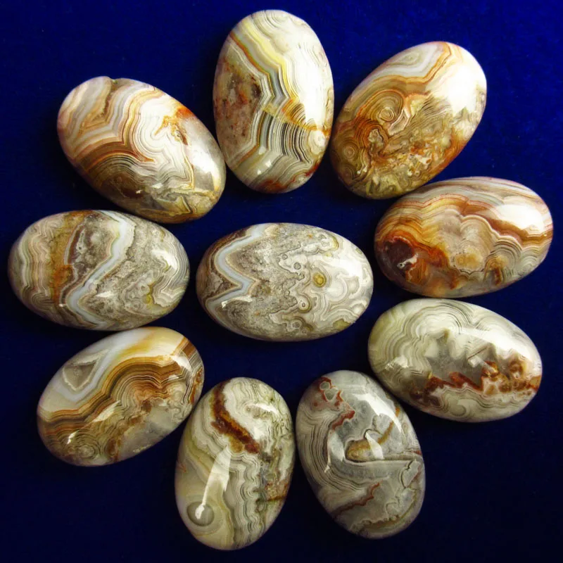 

Wholesale 6Pcs 30x20mm Natural Mexico Crazy Lace Agate Oval Shape Cab Cabochon Natural Stone for Jewelry Making Accessories