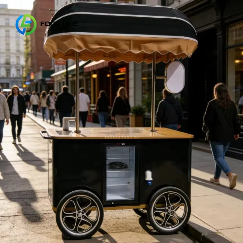 

Custom Portable Vintage Ice Cream Cart with Large Countertop Ice Cream Serving Station for Wedding Party Event Catering