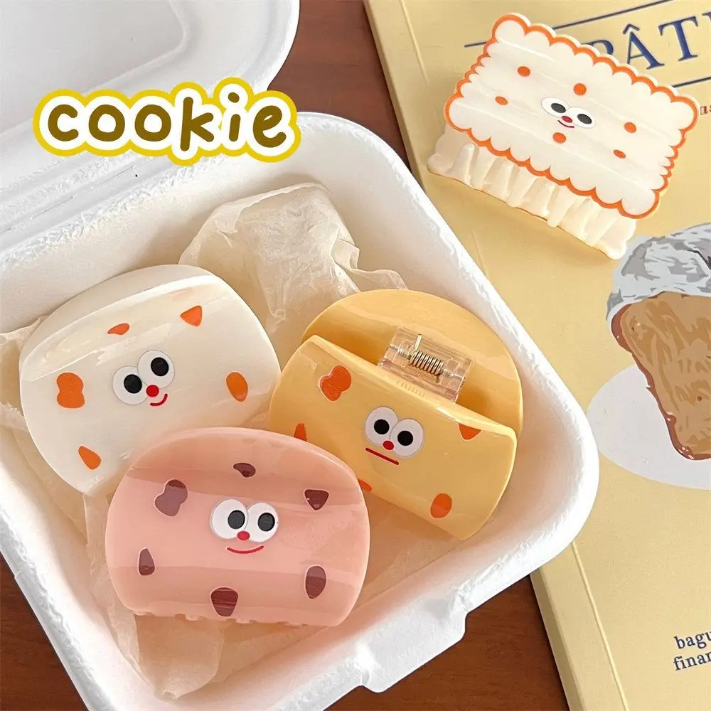 

Cartoon Cookie Hair Claw Korean Style Headwear Cookie Shark Clip Ponytail Holder Hair Accessories Acetate Hair Clip Wash Face
