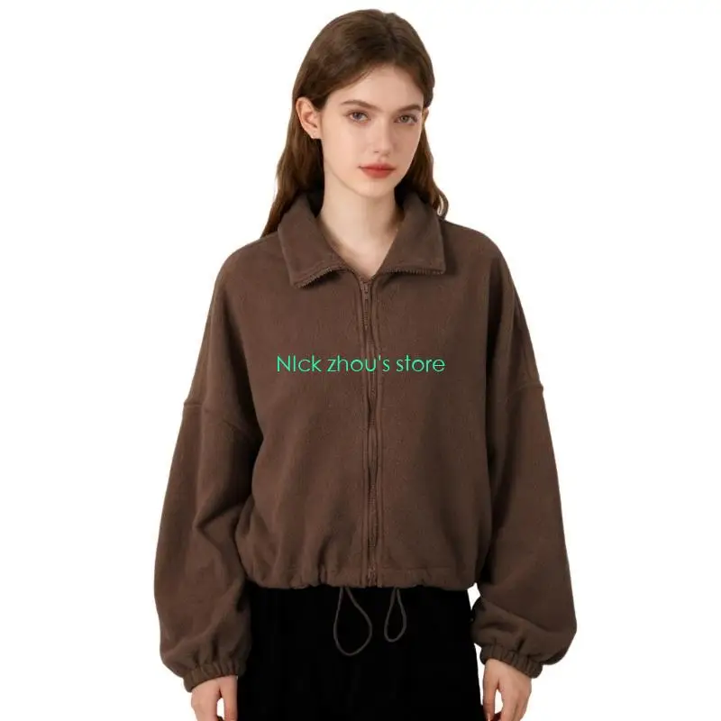 

E15E Women's 2023 Full Zip Sweatshirt Hoodie Oversized Fleece Cropped Coat Long Sleeve Fall Winter Jackets Outwear