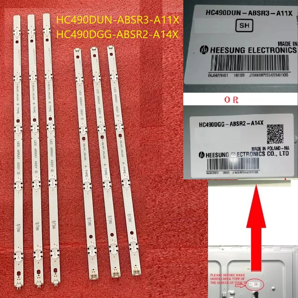 Imagem -02 - Tira Conduzida para lg 49uj701v Led Array 49lj61 Uj65 49lh61 49uj65 a b 49uj651v 49lj614v 49uj650 49uj635 Hc490dgg-absr2-a14x Pcs