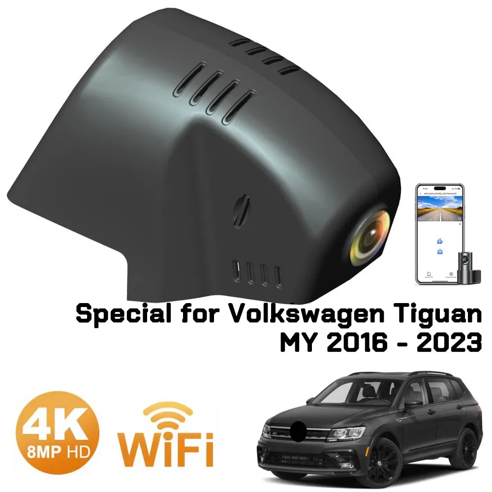 Dashcam Front Rear Dash Cam 4K Wifi Dual Camera for Volkswagen Tiguan R Line Mk2 Mk 2 Vw 2024 2023 2022 2021 2020 2019 2018 2017