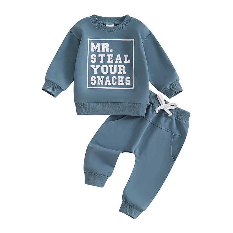 

Toddler Baby Boy Clothes Fall Winter Outfit Long Sleeve Sweatshirt Pullover Tops Jumper Hoodie Letter Print Elastic Pants With