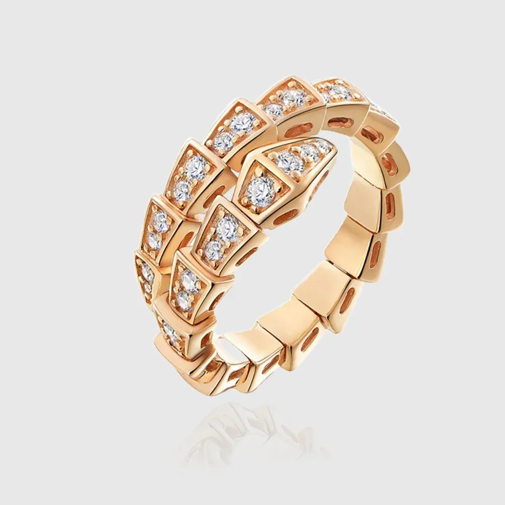 

Lycfn Luxury Alloy Plate With 18k Gold Smooth Snake Bone Women's Ring Personalized Party Couple Gift Fashion Jewelry