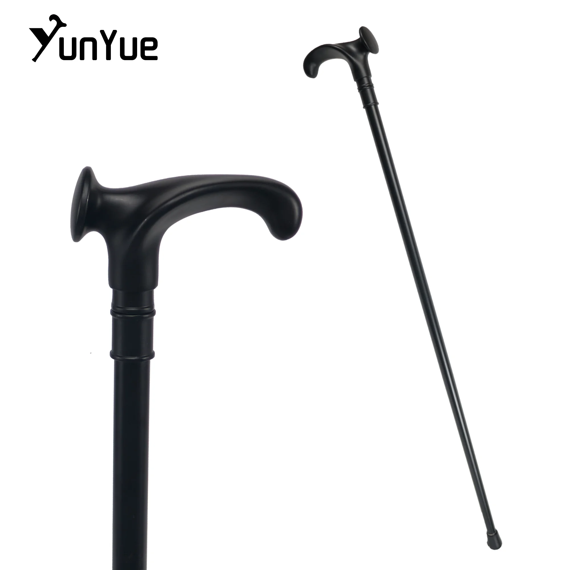 Classic Matte Black-Handled Metal Walking Cane Gentleman Elegant Walking Stick Cos Photography Film Props Crutch Trendy Gifts