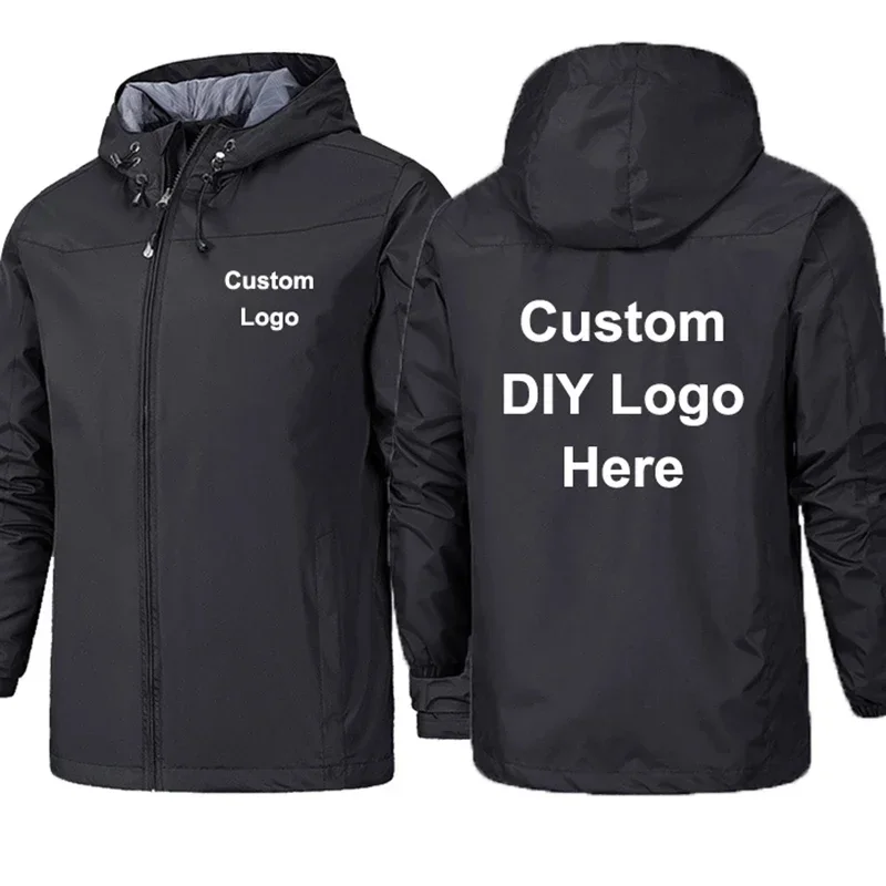 EUR Size Spring Autumn Custom Logo Design Men DIY Print Unisex Zipper Casual Jacket Multi-color Windstorm Outdoor Jackets