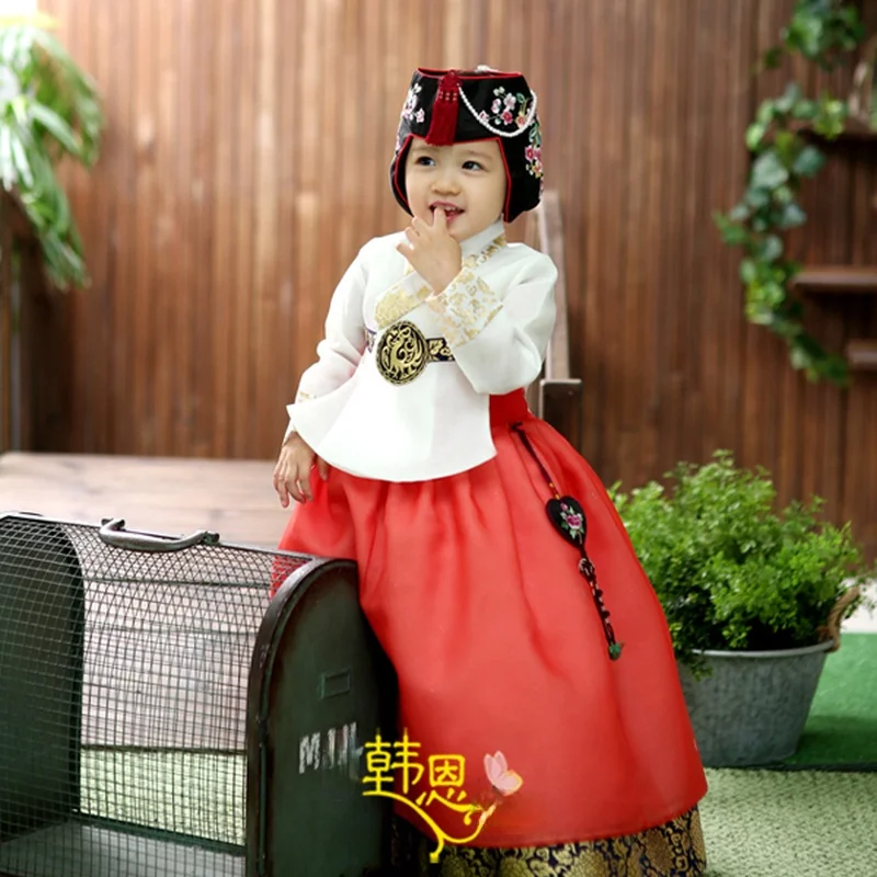 Girl/Child Korean Hanbok Dress Costume Ethnic Dance Traditional Long Sleeve Cosplay Tailor-made Free Shipping