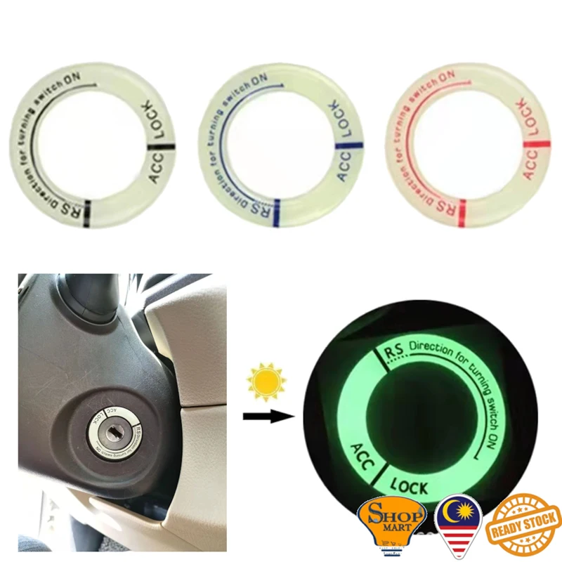 

Car Stickers Luminous Ignition Key Ring Cover Sticker Decals Auto Glow In Dark Key Hole Starter Decal Car Accessories 3 Colors