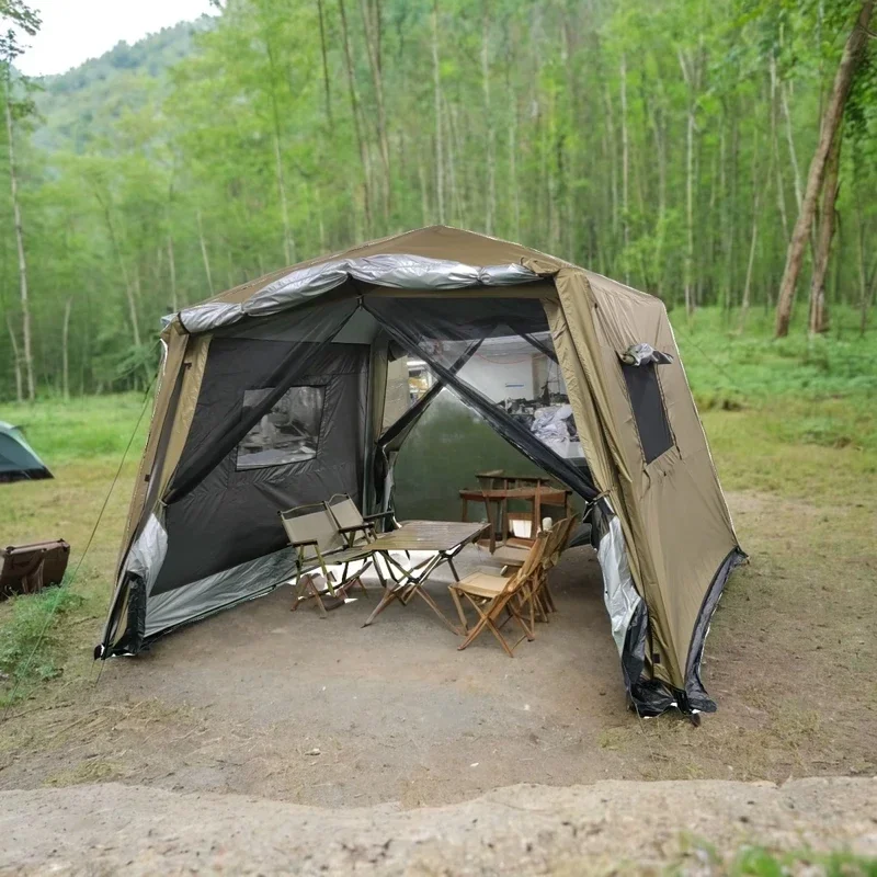 Outdoor fishing, windproof and rainproof, automatic aluminum alloy rod, field living room tent, quick opening, adult clearance