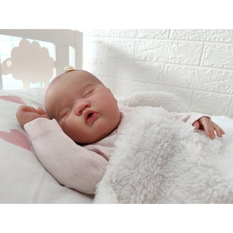 

50CM Reborn Girl Ashia Sleeping Baby Hand High Quality Genesis Hand Painted Doll with Visible Veins Collectible Art Gift