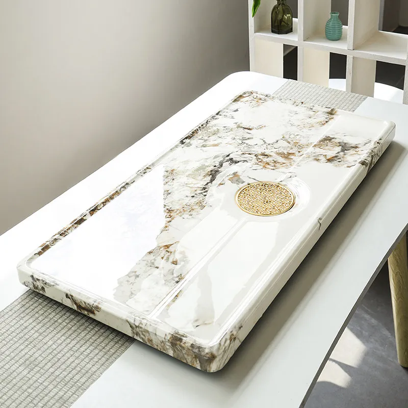 Marble Table Tea Tray Decorative Serving Ceremony Hospitality Valet Luxury Tea Tray Japanese Drainage Bandejas Home Products