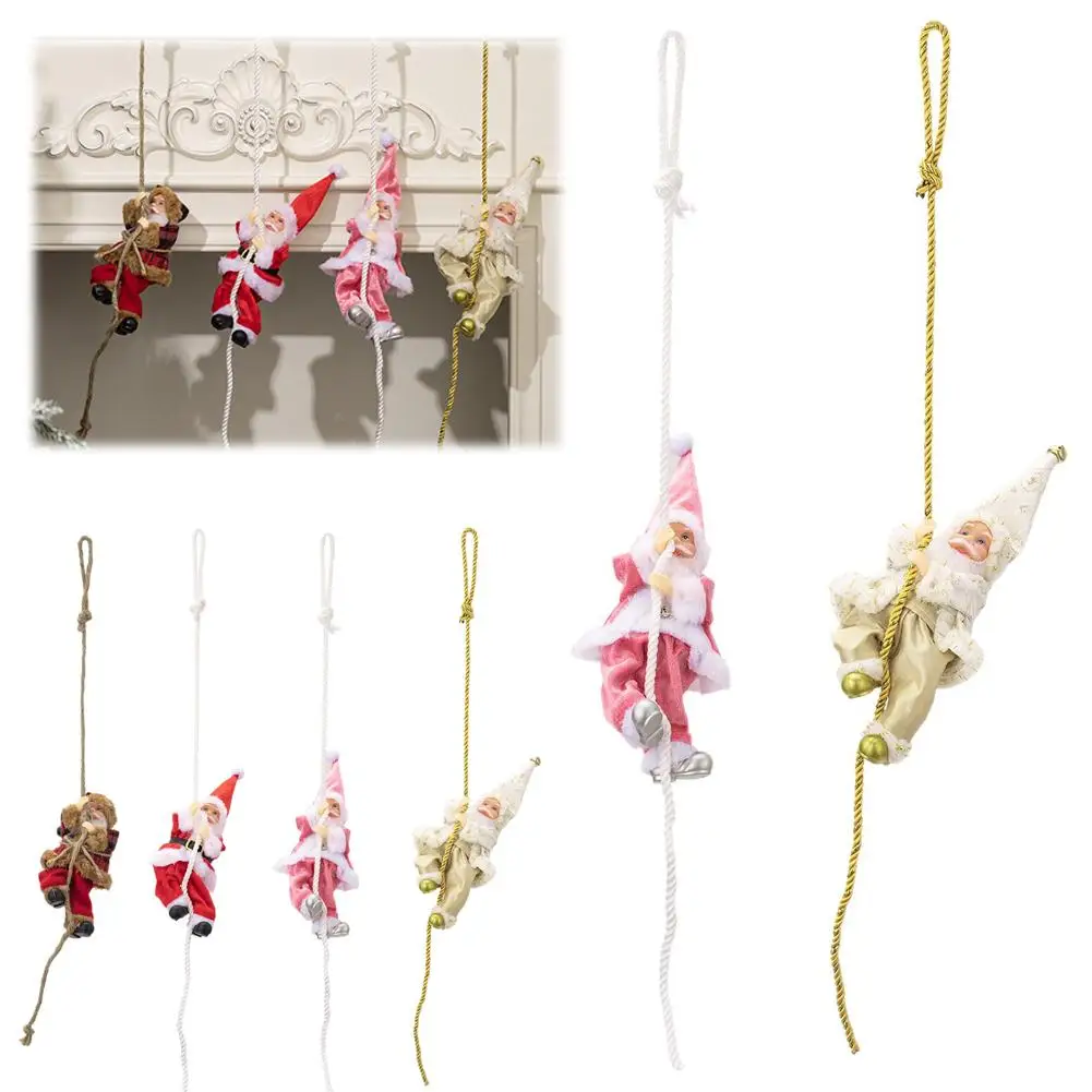 

1Pc 60*8cm Christmas Decorations Santa Claus Climbing Pendant Santa Claus Pendant Rope Resin Doll H9U0