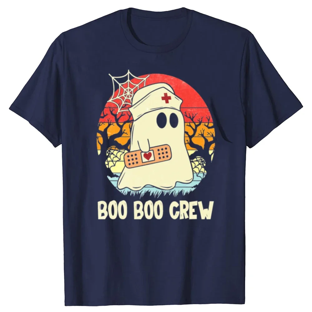 

Funny Crew Nurse Halloween Graphic Tee Pure Cotton Breathable Unisex Short Sleeve Loose T-Shirt