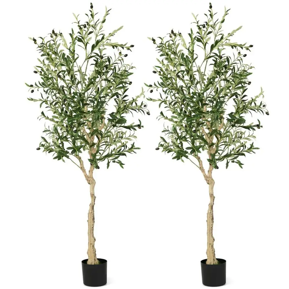 Ensemble de 2 arbres artificiels avec pot en plastique et 72 fruits, décoration intérieure, excellent rapport qualité-prix.