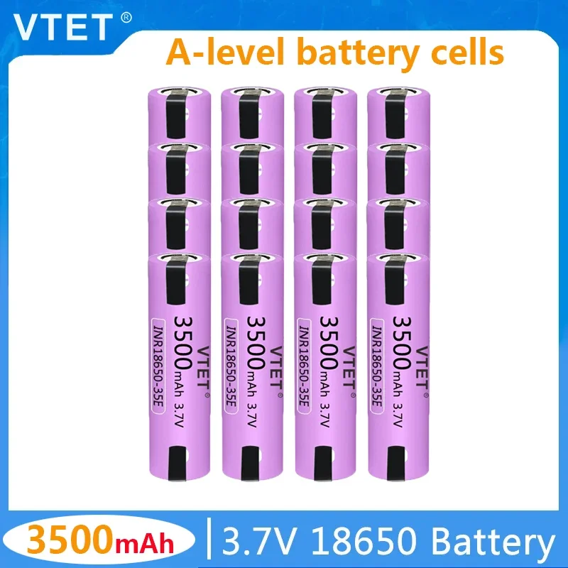 VTET 2025 New 35E 18650 3500mah High Power Discharge Chargeable Battery High Power Discharge, 30a High Current + DIY Nickel
