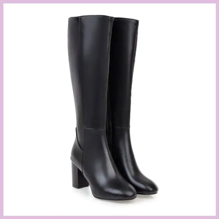 Chelsea Women\'s Boots Autumn Zipper Shoes Winter Footwear Sexy Thigh High Heels High Sexy Round Toe 2023 Over-the-Knee Black Ru